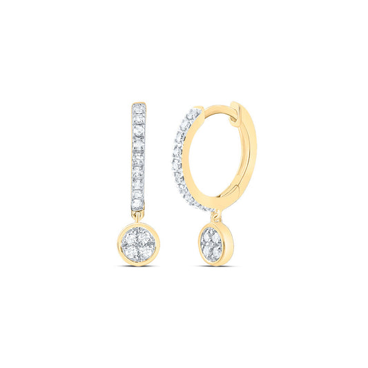 10kt Yellow Gold 1/6 Cttw Diamond Round Dangling Earring