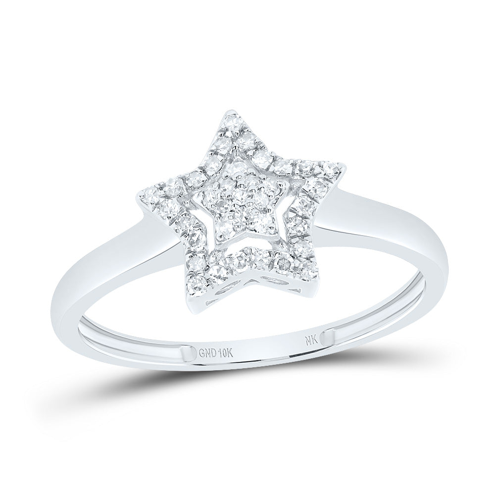 10kt White Gold 1/8 Cttw Diamond Fashion Star Wedding Engagement Anniversary Ring, Women Size: 5-9