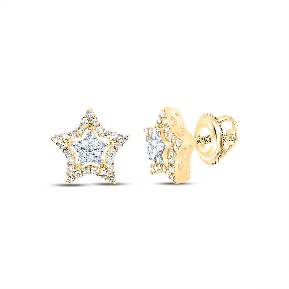 10K Yellow Gold 1/4 Ctw Diamond Fashion Star Earring