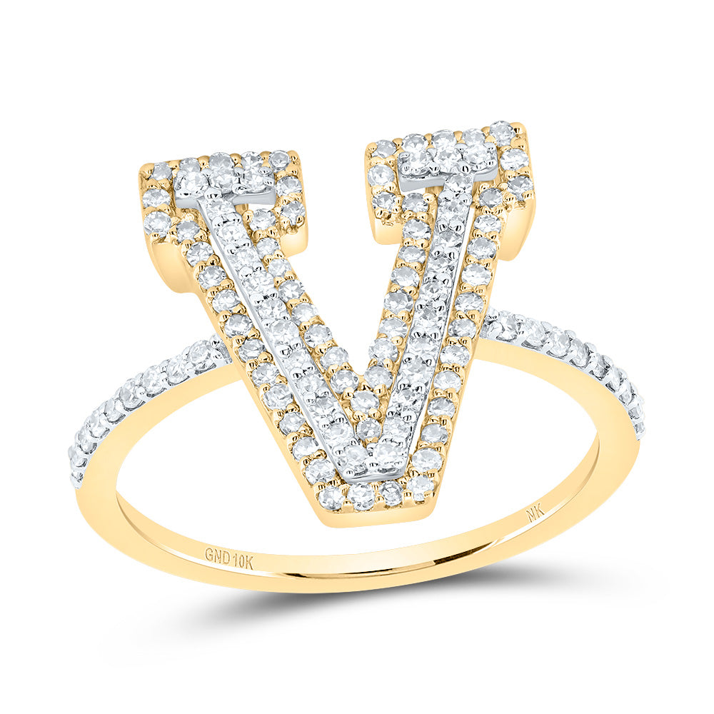10kt Yellow Or Rose Gold Diamond Fashion Initial Ladies Wedding Engagement Anniversary Ring