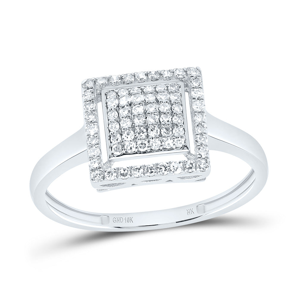 10kt White Gold 1/4 Cttw Diamond Fashion Square Wedding Engagement Anniversary Ring, Women Size: 5-9