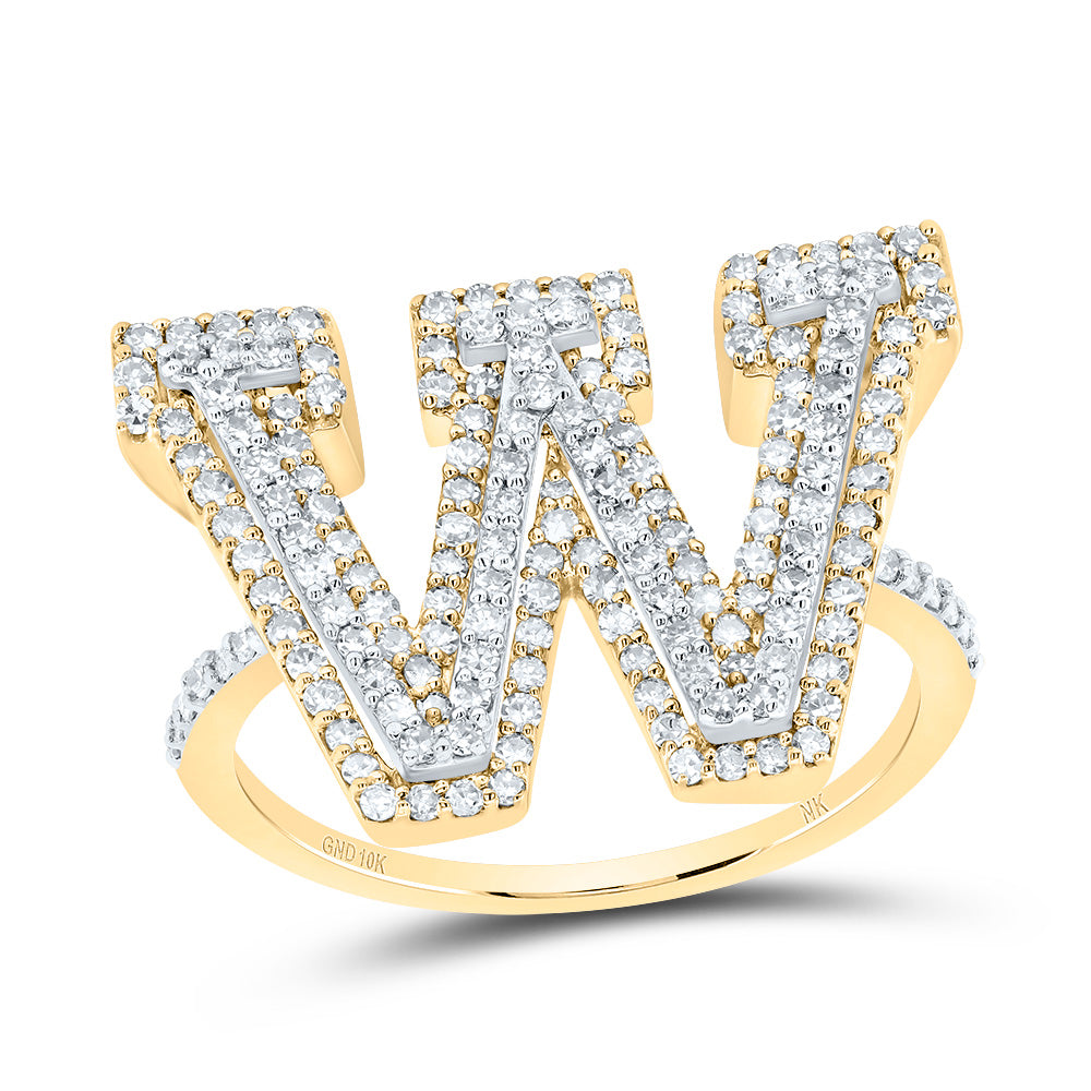 10kt Yellow Or Rose Gold Diamond Fashion Initial Ladies Wedding Engagement Anniversary Ring