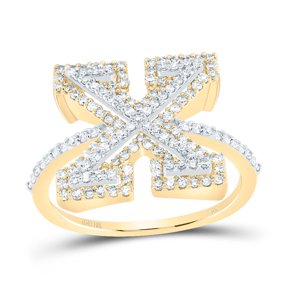 10kt Yellow Or Rose Gold Diamond Fashion Initial Ladies Wedding Engagement Anniversary Ring