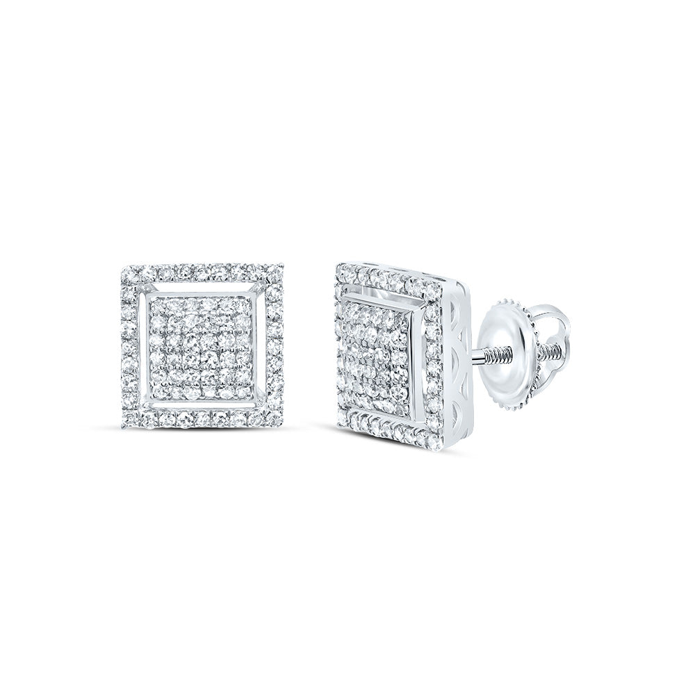 10kt White Gold 1/2 Cttw Diamond Fashion Square Stud Earring