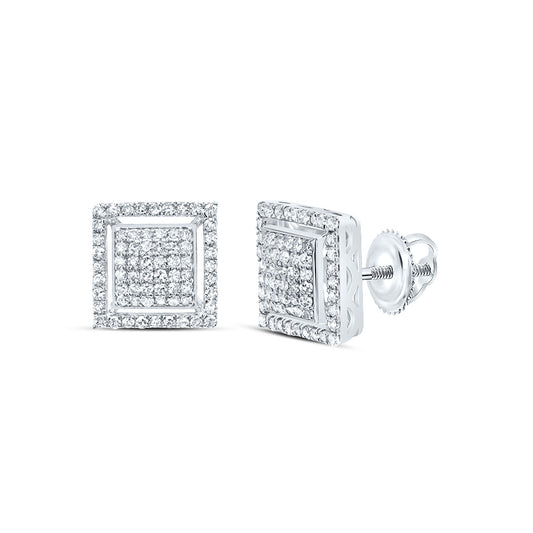 10kt White Gold 1/2 Cttw Diamond Fashion Square Stud Earring