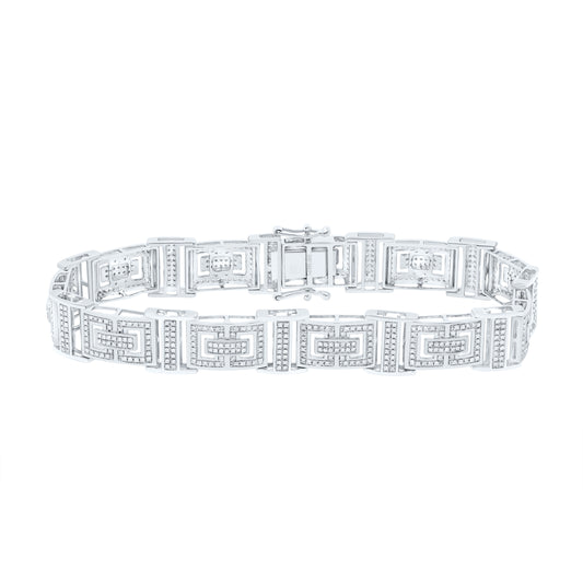 Sterling Silver 1 7/8 Cttw Diamond Men's Bracelet, Length: 8 Inch