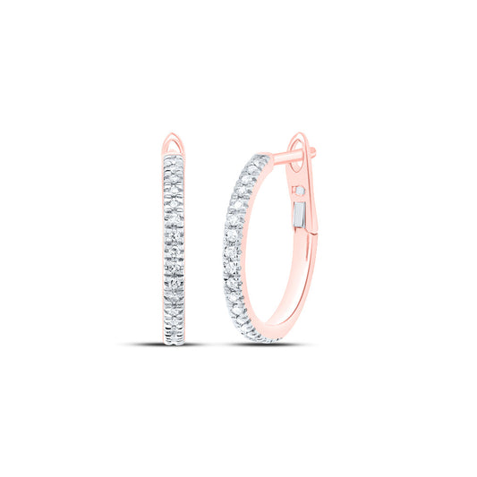 10kt Rose Gold 1/10 Cttw Diamond Fashion Hoop Earring