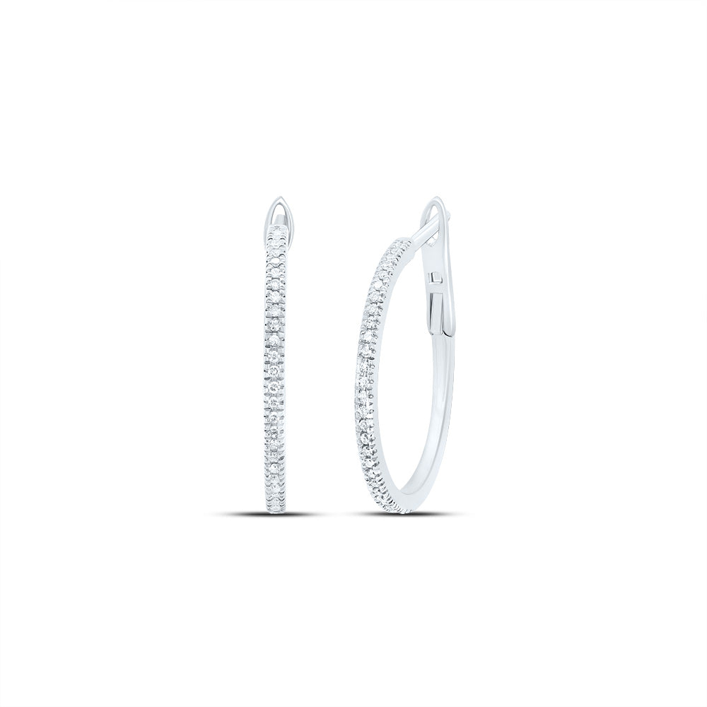 10kt White Gold 1/6 Cttw Diamond Fashion Hoop Earring