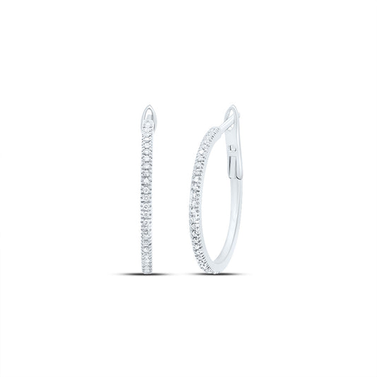 10kt White Gold 1/6 Cttw Diamond Fashion Hoop Earring