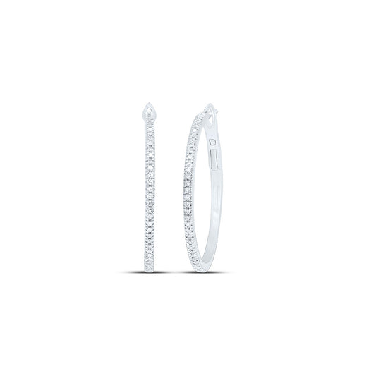 10kt White Gold 1/5 Cttw Diamond Fashion Hoop Earring