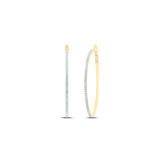 10kt Yellow Gold 1/2 Cttw Diamond Fashion Hoop Earring
