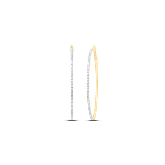 10kt Yellow Gold 1/2 Cttw Diamond Fashion Hoop Earring