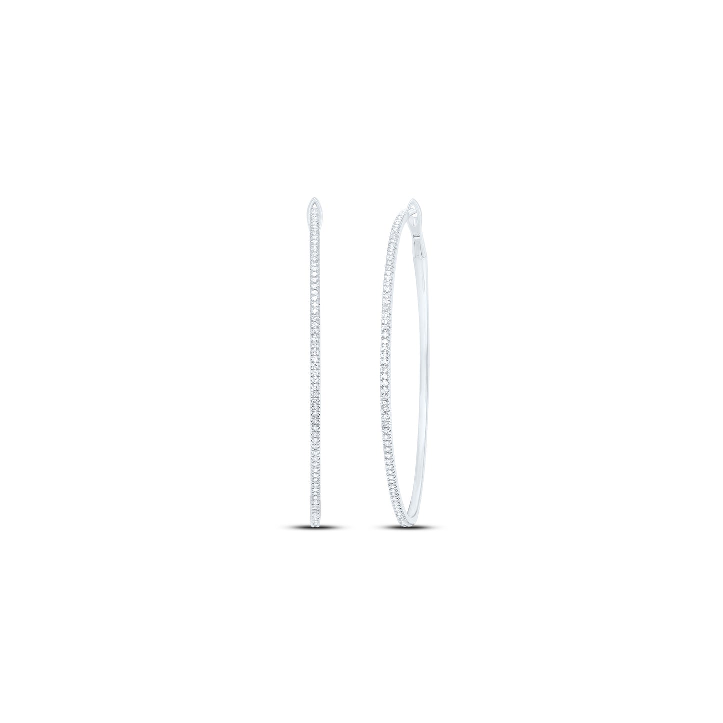 10kt White Gold 1/2 Cttw Diamond Fashion Hoop Earring