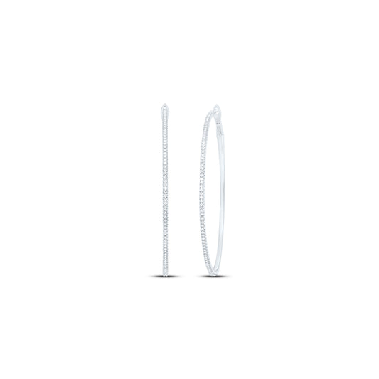 10kt White Gold 1/2 Cttw Diamond Fashion Hoop Earring