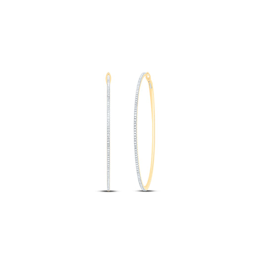 10kt Yellow Gold 3/4 Cttw Diamond Fashion Hoop Earring
