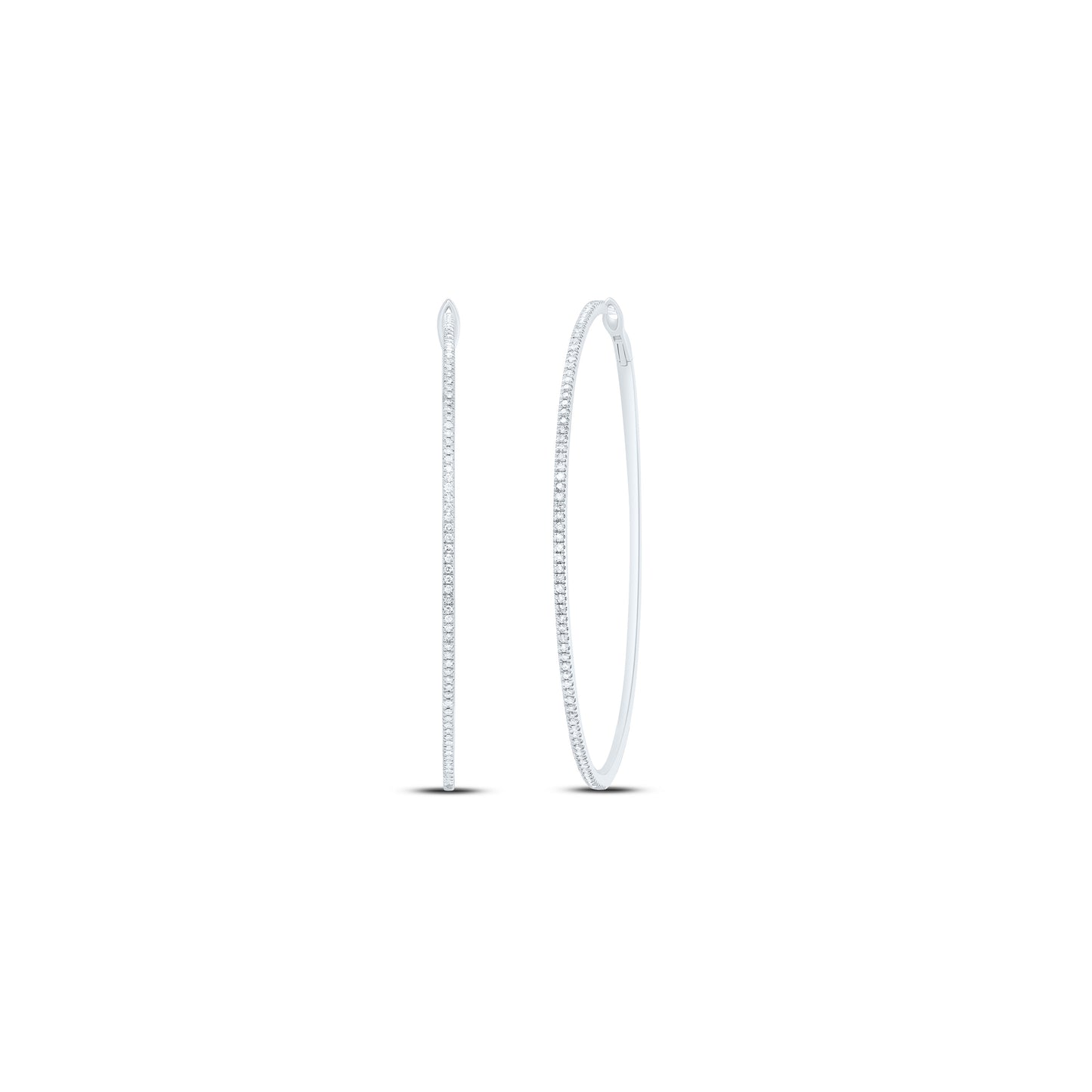 10kt White Gold 3/4 Cttw Diamond Fashion Hoop Earring