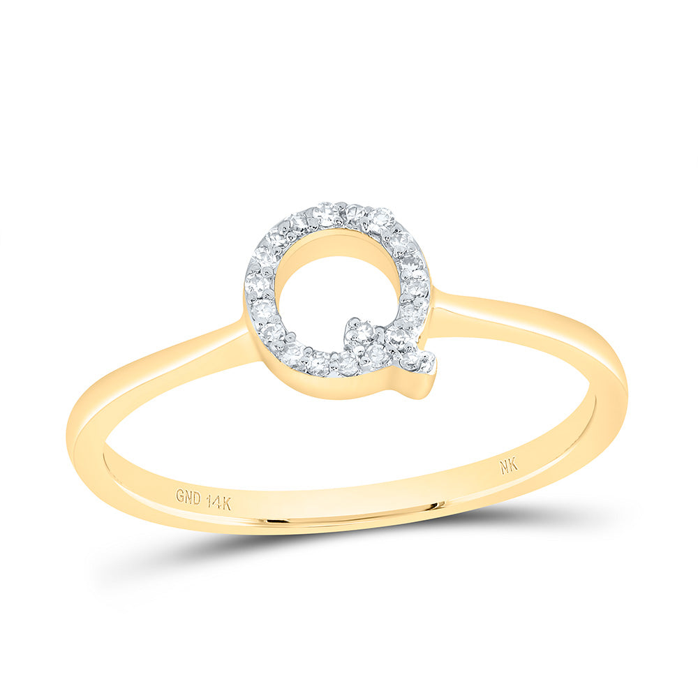 14kt Yellow Gold Diamond Initial Wedding Engagement Anniversary Ring