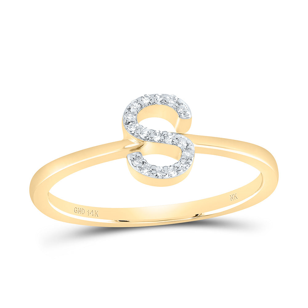 14kt Yellow Gold Diamond Initial Wedding Engagement Anniversary Ring
