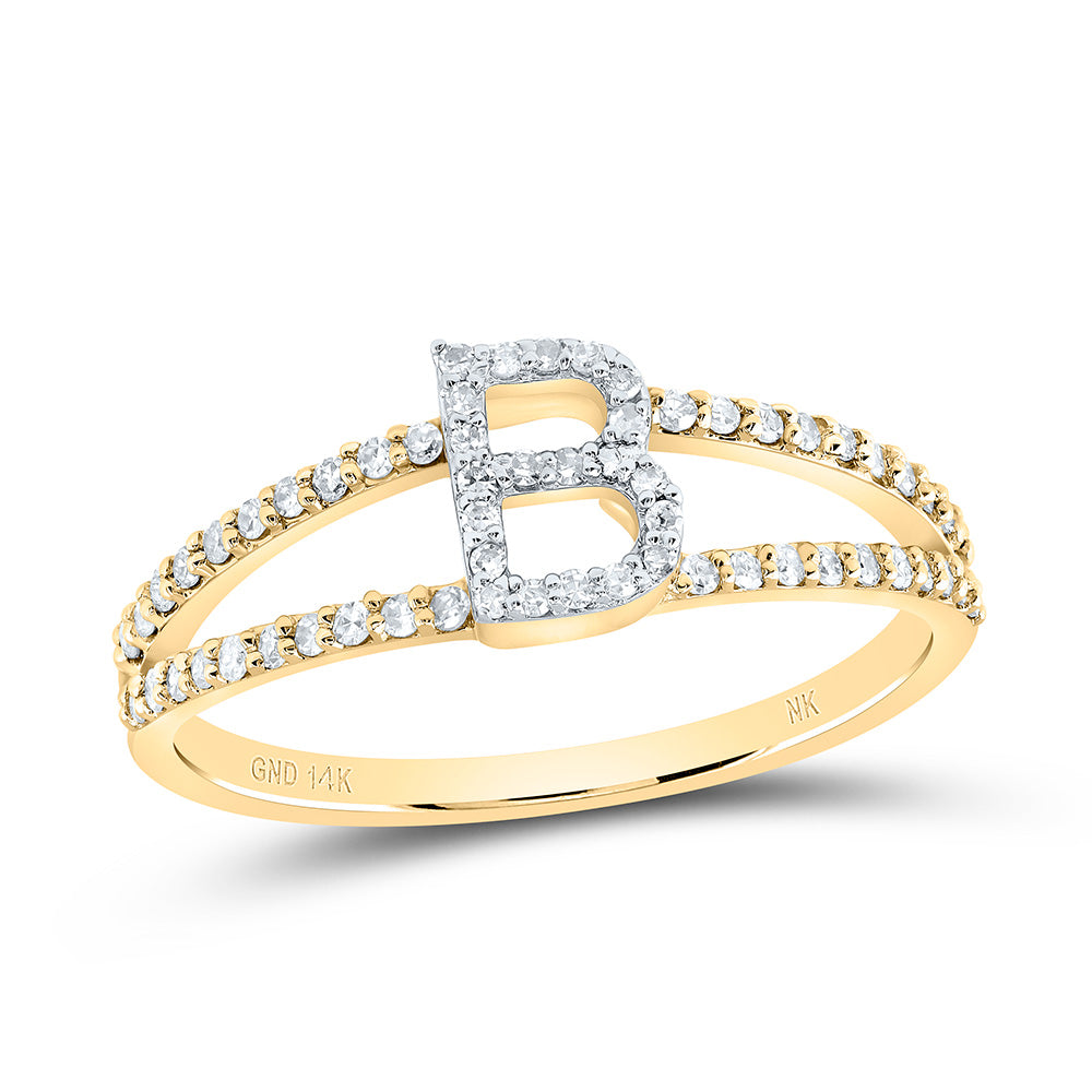 14kt Yellow Gold Diamond Initial Ladies Wedding Engagement Anniversary Ring