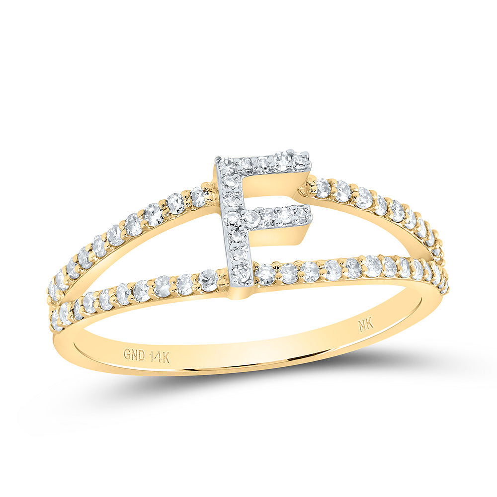 14kt Yellow Gold Diamond Initial Ladies Wedding Engagement Anniversary Ring