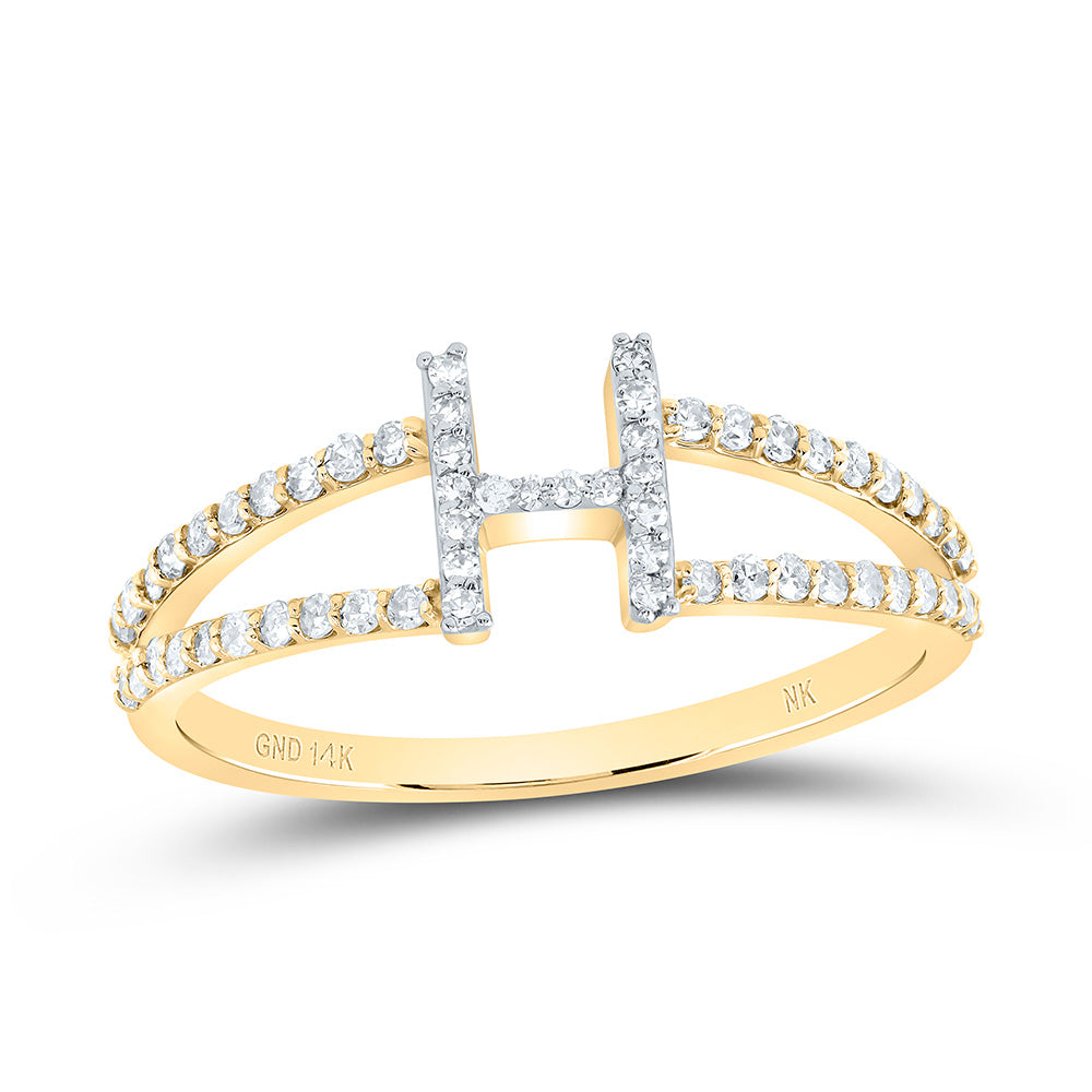14kt Yellow Gold Diamond Initial Ladies Wedding Engagement Anniversary Ring