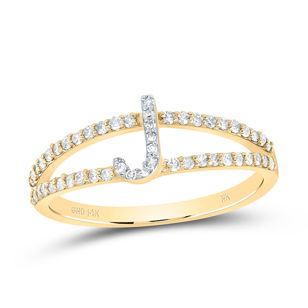 14kt Yellow Gold Diamond Initial Ladies Wedding Engagement Anniversary Ring