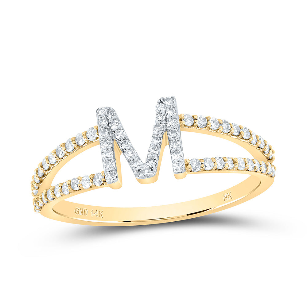 14kt Yellow Gold Diamond Initial Ladies Wedding Engagement Anniversary Ring