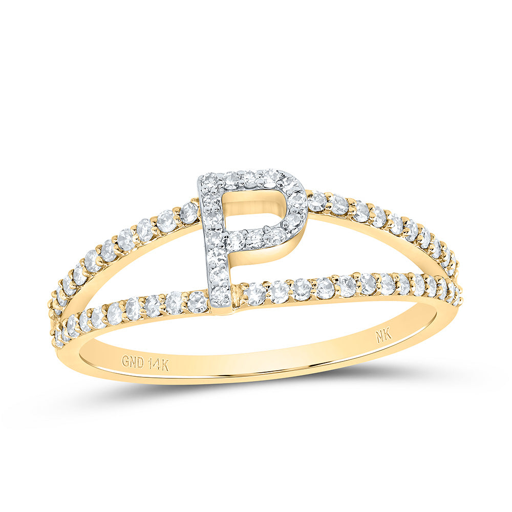 14kt Yellow Gold Diamond Initial Ladies Wedding Engagement Anniversary Ring