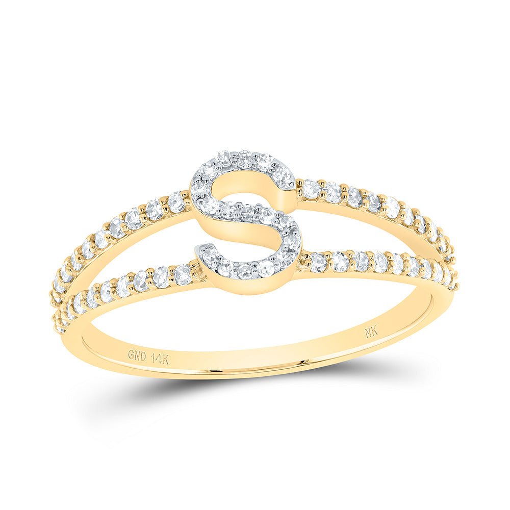 14kt Yellow Gold Diamond Initial Ladies Wedding Engagement Anniversary Ring