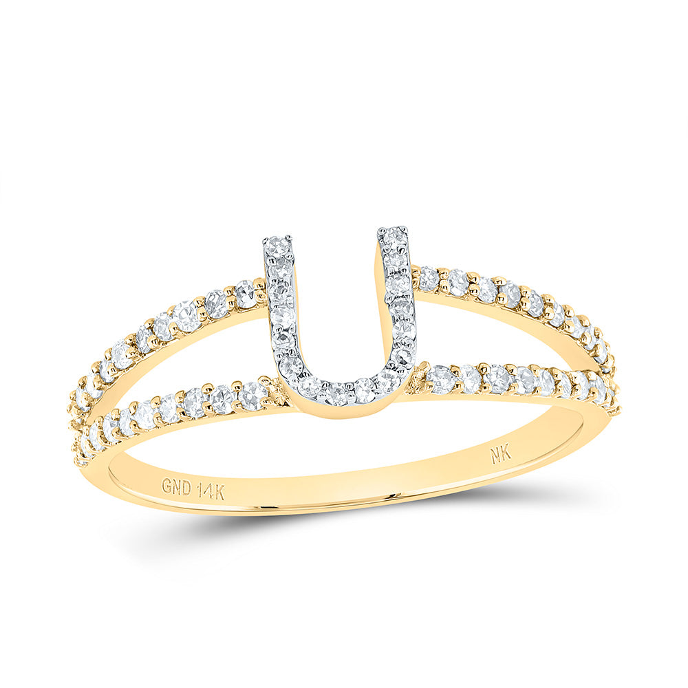 14kt Yellow Gold Diamond Initial Ladies Wedding Engagement Anniversary Ring