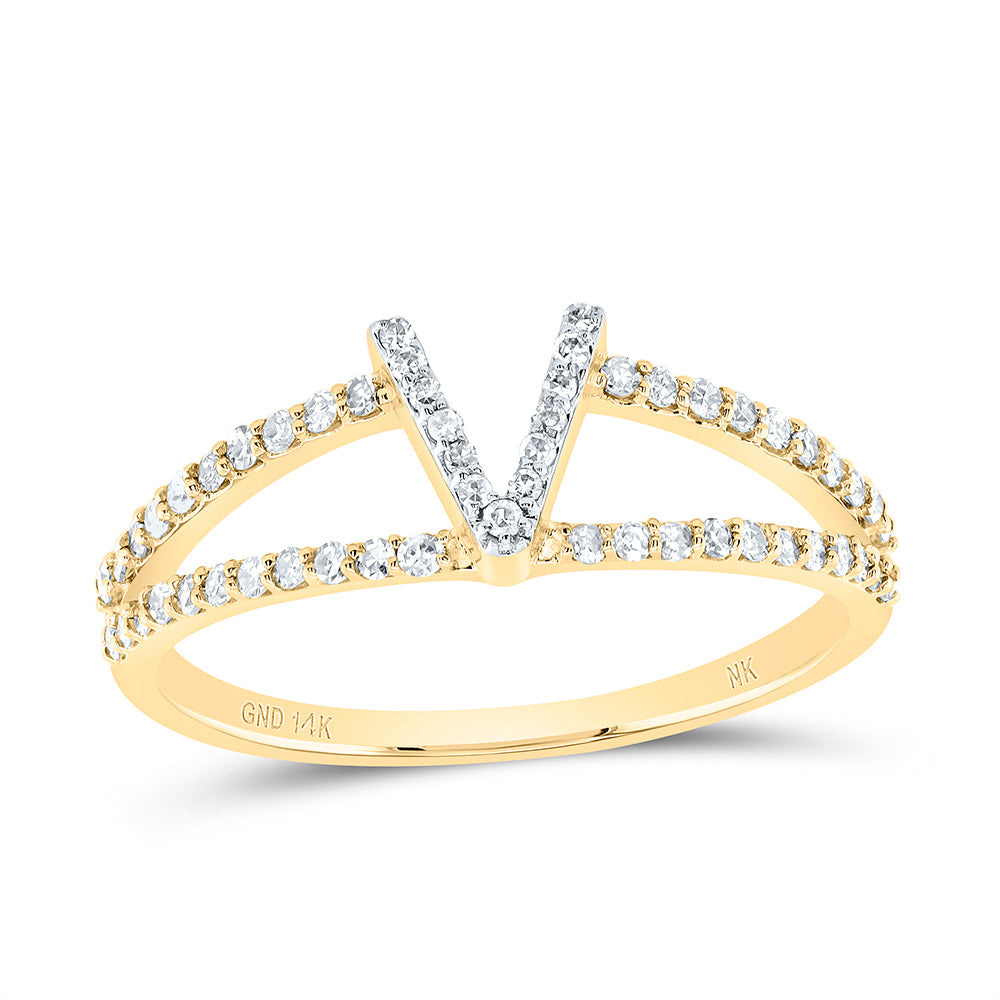 14kt Yellow Gold Diamond Initial Ladies Wedding Engagement Anniversary Ring