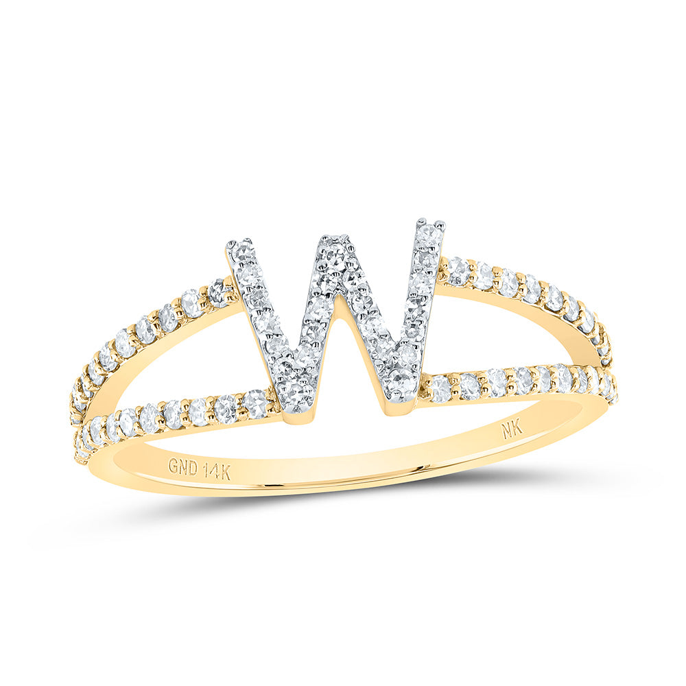 14kt Yellow Gold Diamond Initial Ladies Wedding Engagement Anniversary Ring