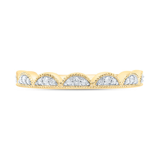 10kt Yellow Gold 1/10 Cttw Diamond Fashion Bridal Wedding Engagement Anniversary Womens Band, Women Size: 5-9