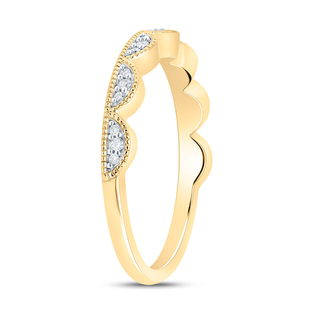 10kt Yellow Gold 1/10 Cttw Diamond Fashion Bridal Wedding Engagement Anniversary Womens Band, Women Size: 5-9
