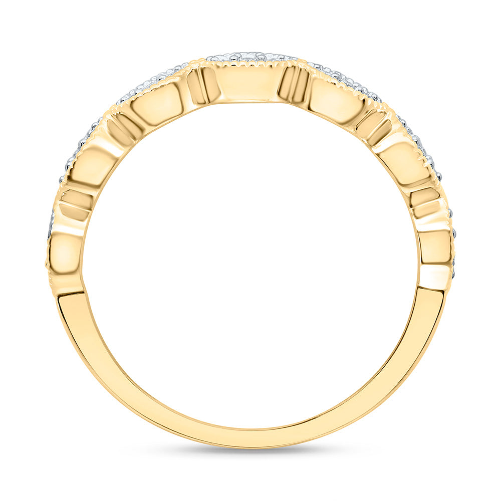 10kt Yellow Gold 1/10 Cttw Diamond Fashion Bridal Wedding Engagement Anniversary Womens Band, Women Size: 5-9