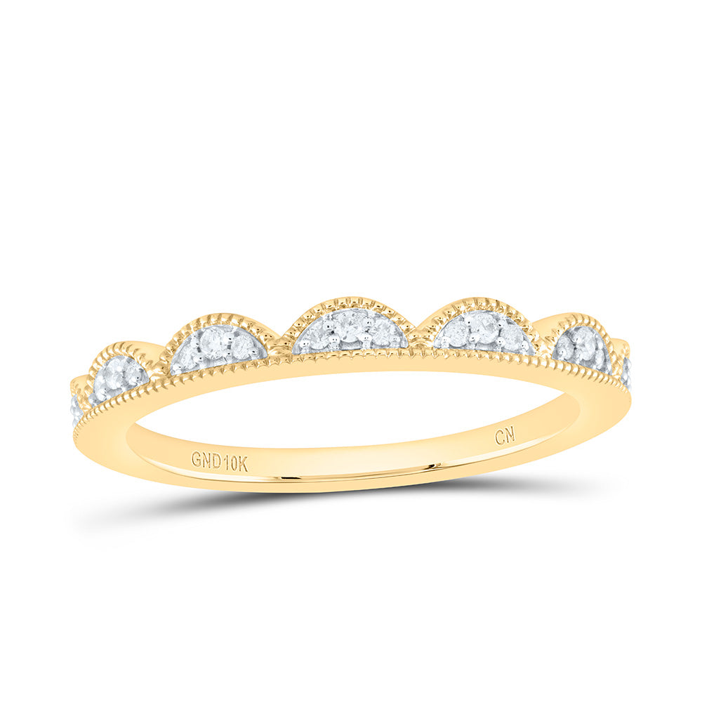 10kt Yellow Gold 1/10 Cttw Diamond Fashion Bridal Wedding Engagement Anniversary Womens Band, Women Size: 5-9