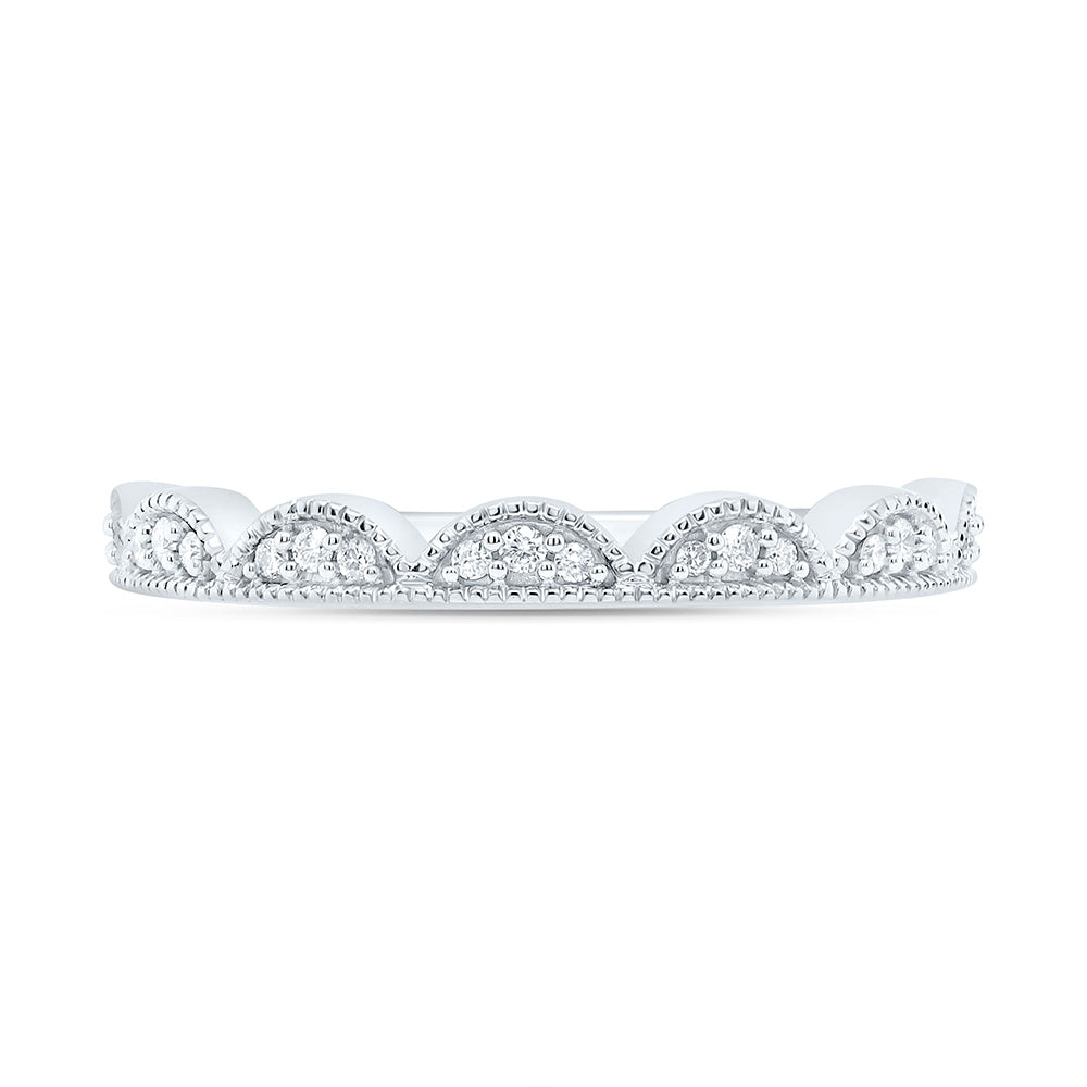 10kt White Gold 1/10 Cttw Diamond Fashion Bridal Wedding Engagement Anniversary Womens Band, Women Size: 5-9