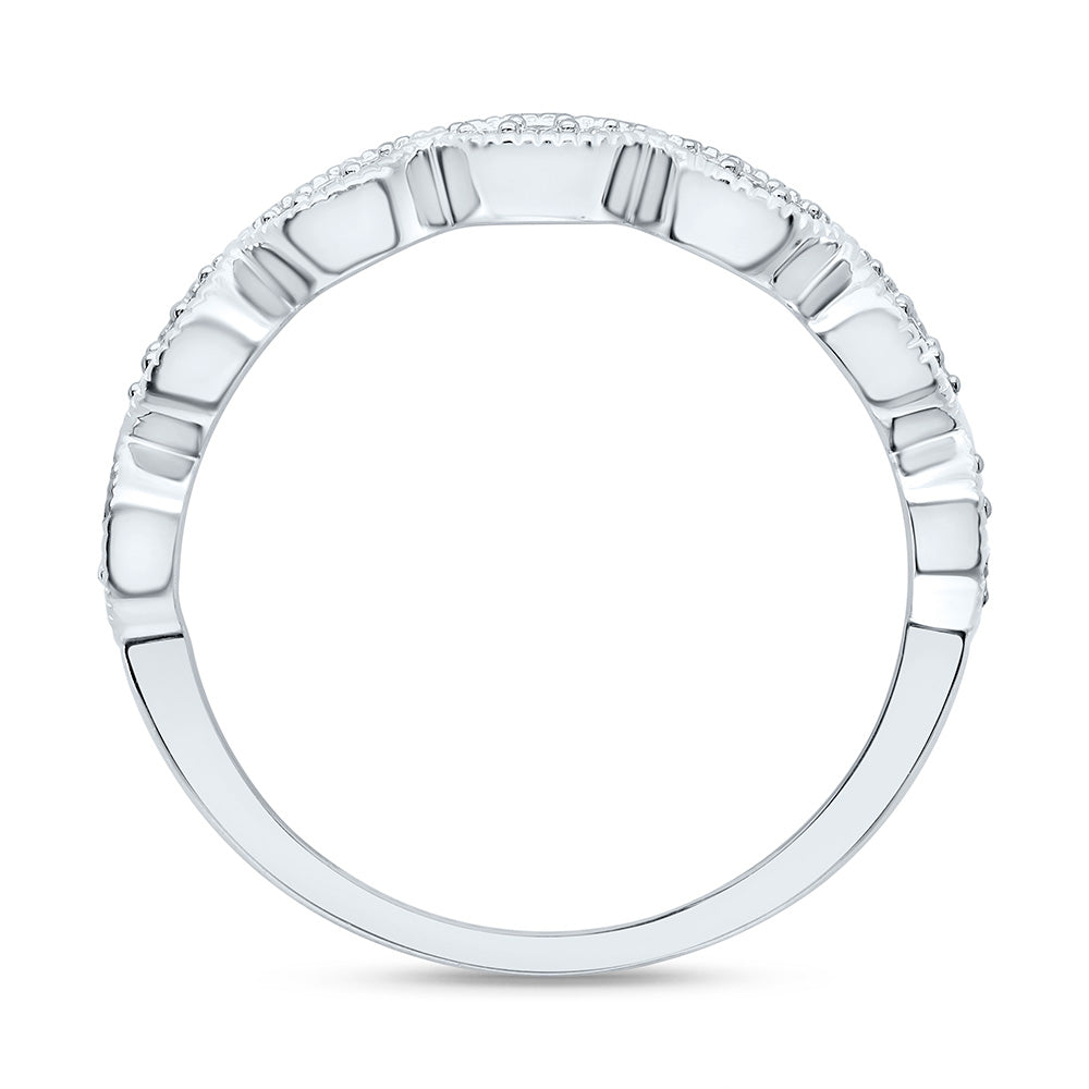 10kt White Gold 1/10 Cttw Diamond Fashion Bridal Wedding Engagement Anniversary Womens Band, Women Size: 5-9