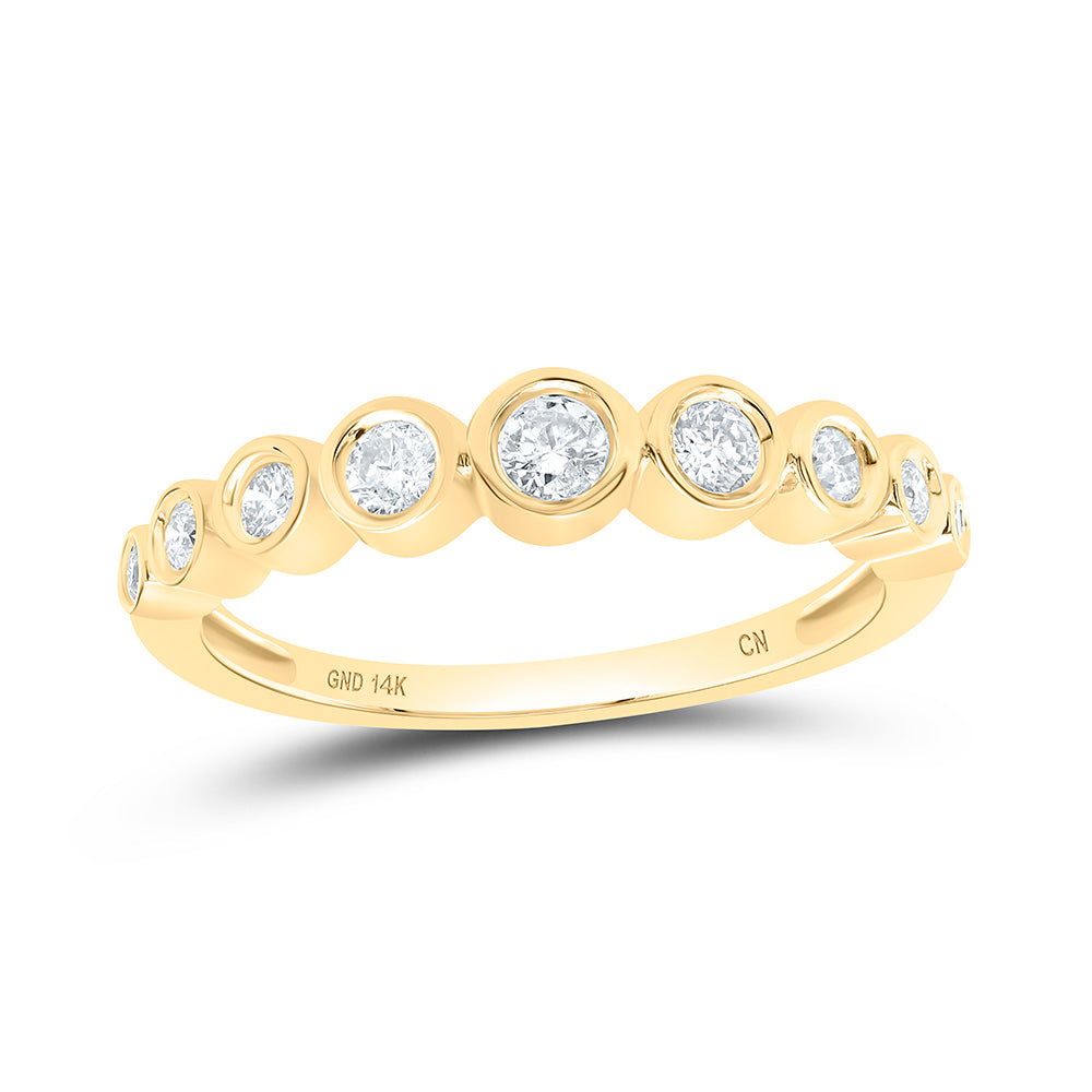 14kt Yellow Gold 1/3 Cttw Diamond Fashion Bridal Wedding Engagement Anniversary Womens Band, Women Size: 5-9