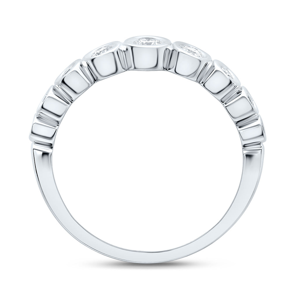 14kt White Gold 1/3 Cttw Diamond Fashion Bridal Wedding Engagement Anniversary Womens Band, Women Size: 5-9