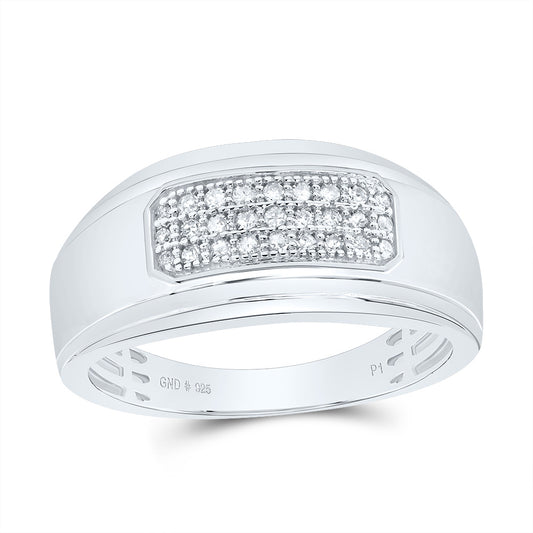 Sterling Silver 1/5 Cttw Diamond Men's Band, Men Size: 8-12