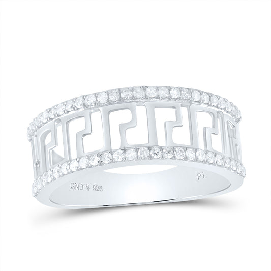 Sterling Silver White-Tone 3/8 Ctw Diamond Men's Band, Mens Size: 8-12