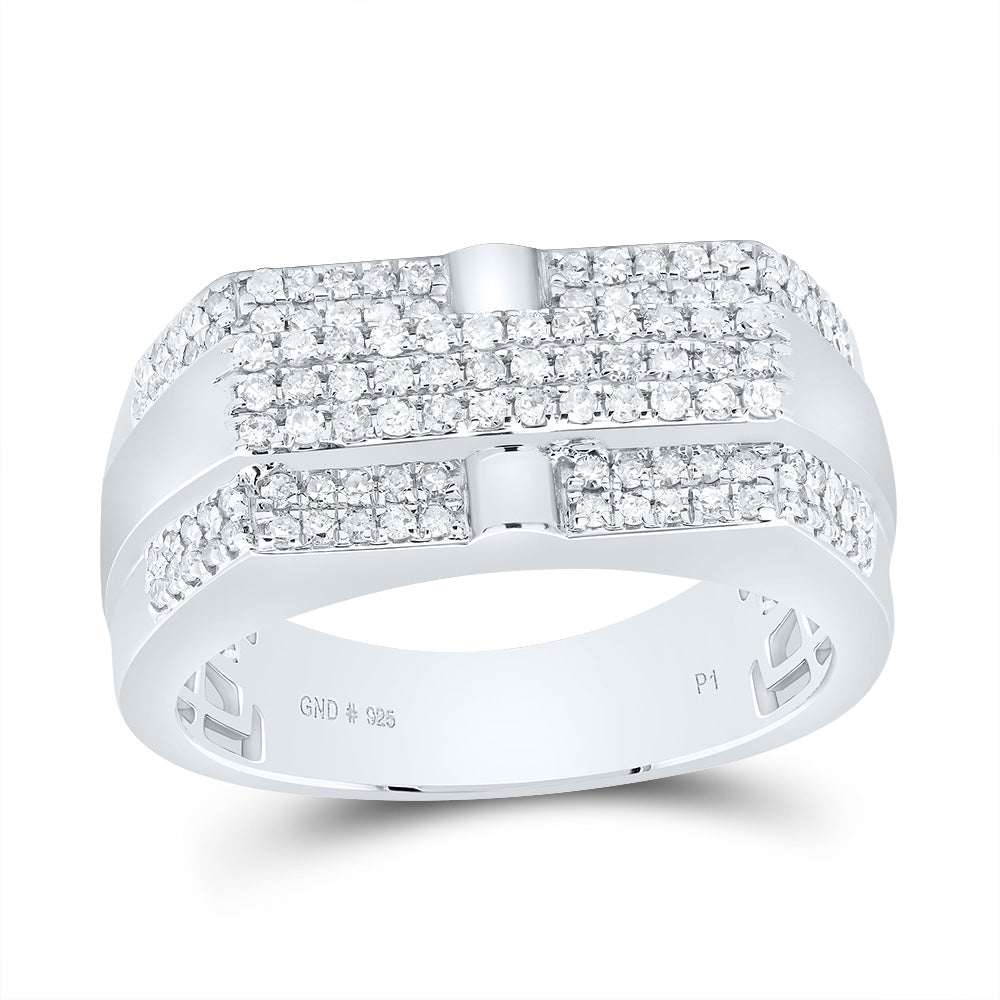 Sterling Silver 5/8 Cttw Diamond Men's Band, Men Size: 8-12