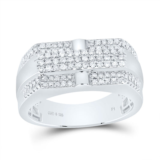 Sterling Silver 5/8 Cttw Diamond Men's Band, Men Size: 8-12