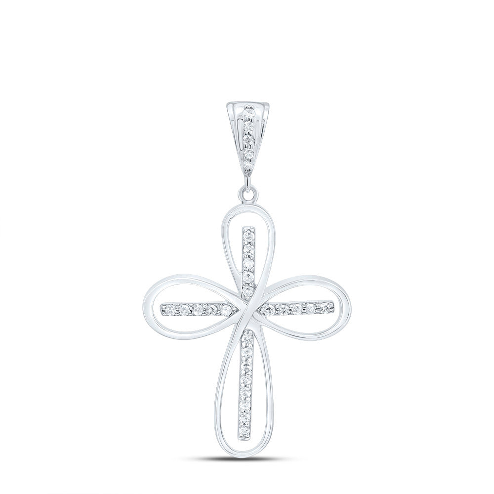 Sterling Silver 1/5 Cttw Diamond Cross Pendant