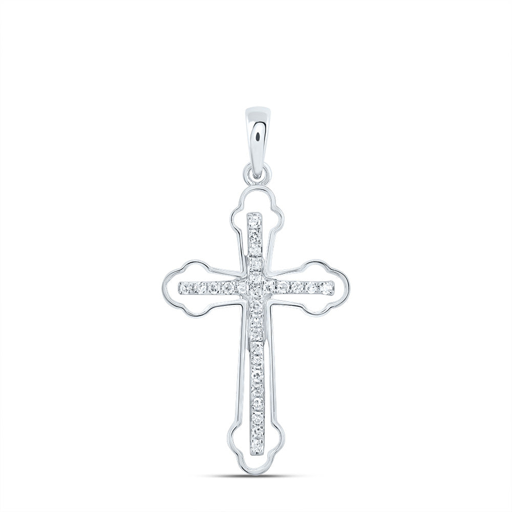 Sterling Silver 1/5 Cttw Diamond Cross Pendant