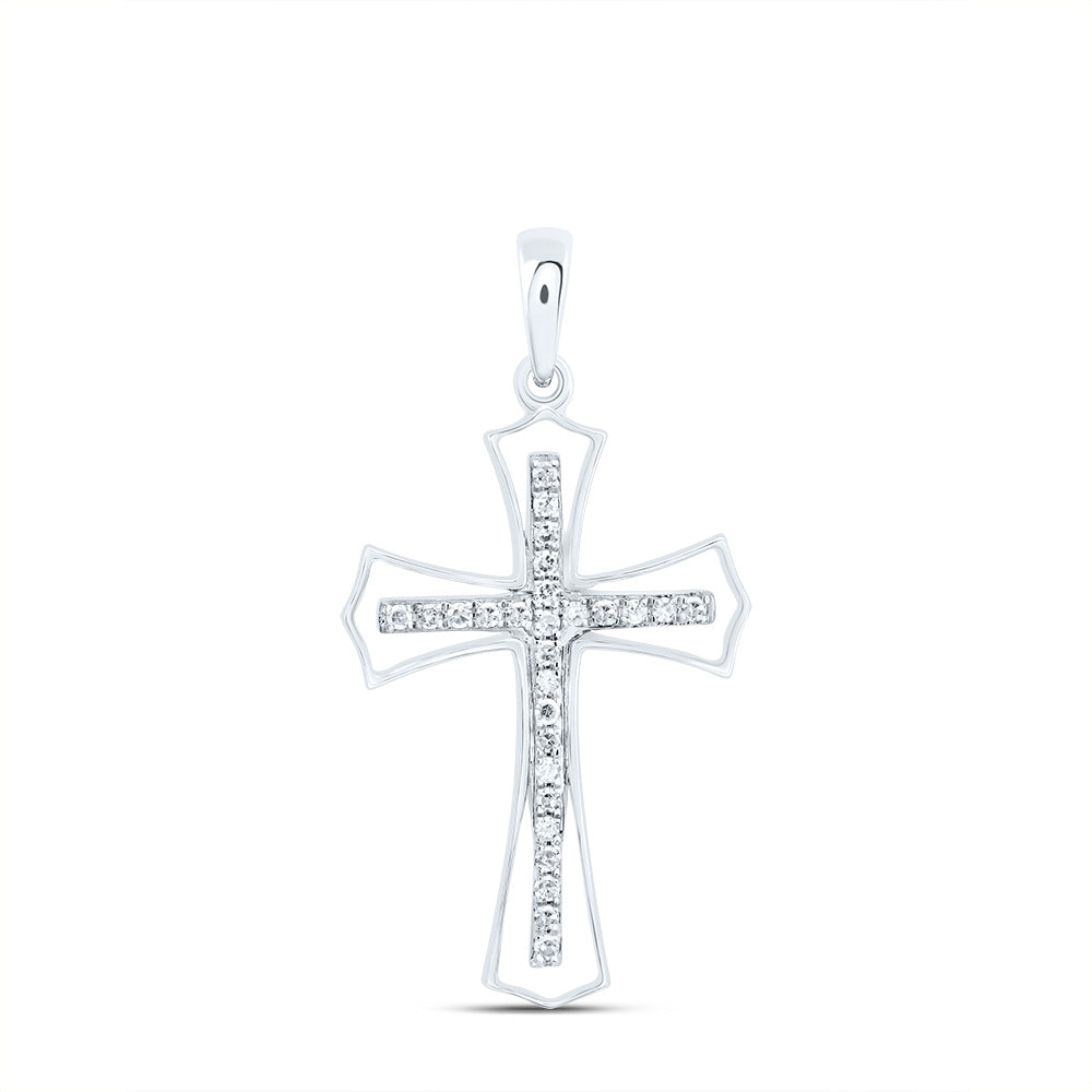 Sterling Silver 1/5 Cttw Diamond Cross Pendant