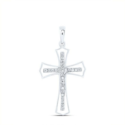 Sterling Silver 1/5 Cttw Diamond Cross Pendant