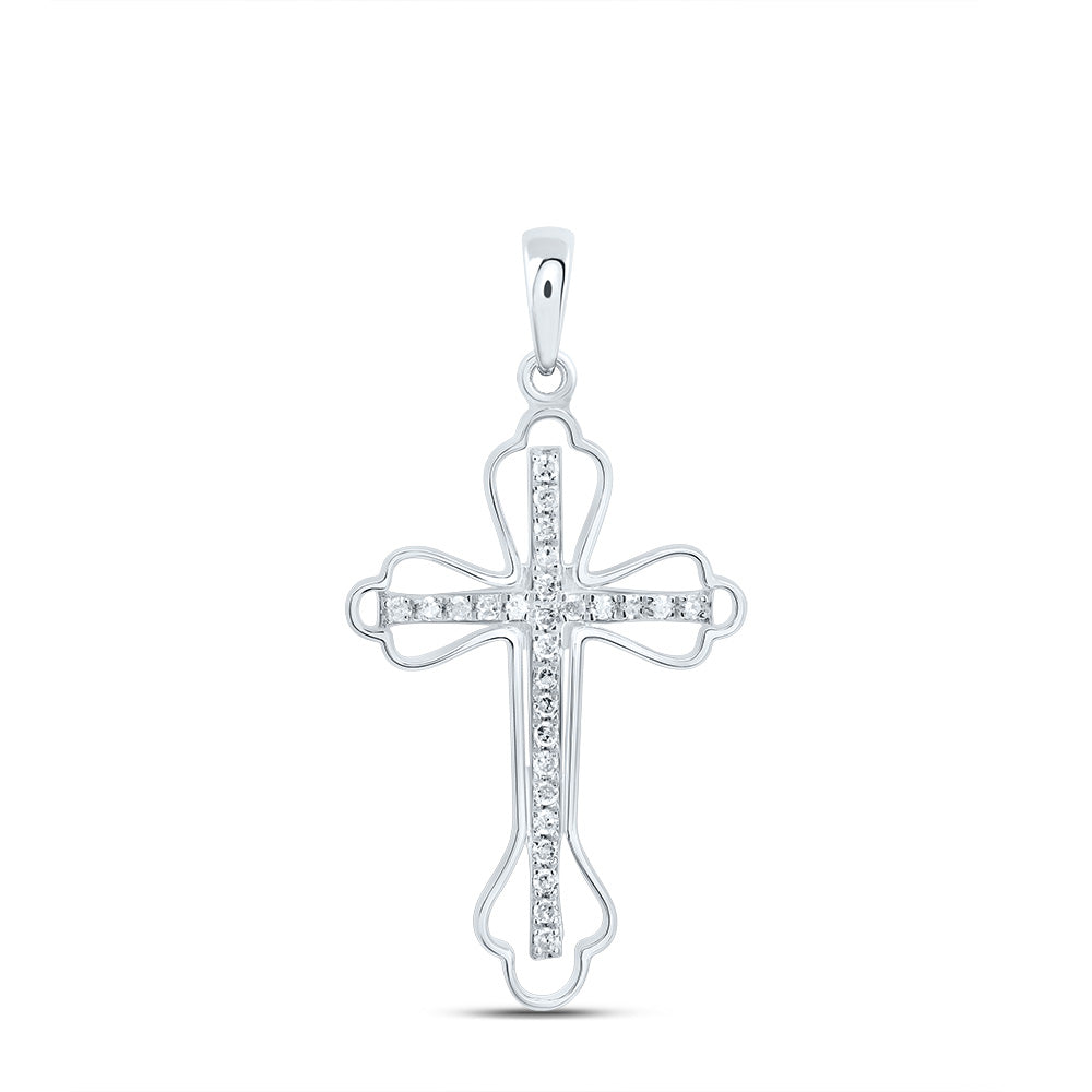 Sterling Silver 1/5 Cttw Diamond Cross Pendant