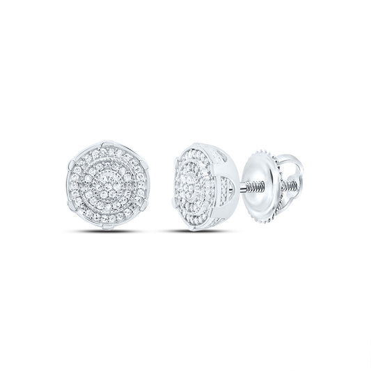Sterling Silver 1/4 Cttw Diamond Round Men's Stud Earring